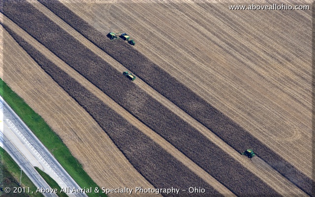 A more modern way to harvest corn - dual combines work together to harvest this field in southern Ohio