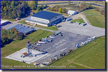 An aerial view of the MAPS Museum just west of the Akron-Canton Regional Airport (CAK), North canton, Ohio.