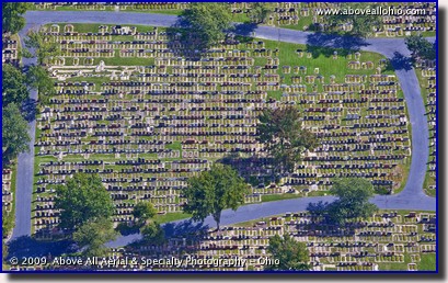 Aerial photo - overhead view of a cemetery in Beachwood, OH