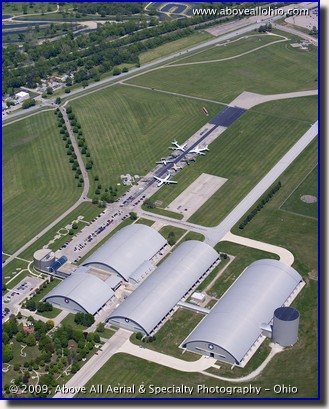 Aerial photograph of the Air Force Museum in Dayton, OH