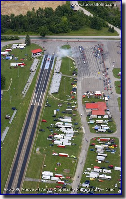 Aerial photo of Quaker City Raceway dragstrip in Salem, Ohio