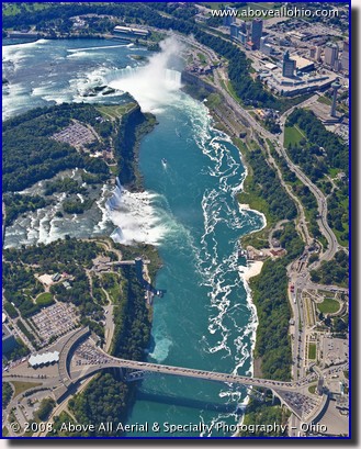 Aerial view of the Niagara River, niagara Falls, New York and Canada