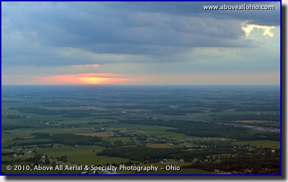 Aerial photograph of another beautiful sunset over Huron County in north central Ohio