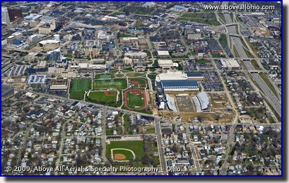 Aerial photo the University of Akron and downtown Akron, OH