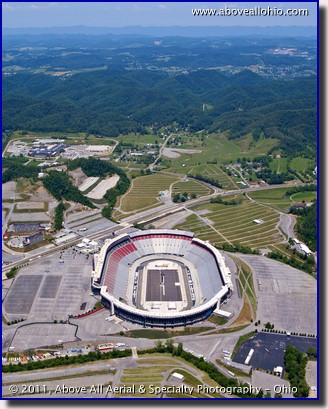 An aerial photo of Bristol Motor Speedway, Bristol, TN