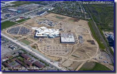 An aerial view of the Hollywood Casino, under construction in Columbus, Ohio.