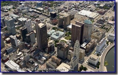Aerial photograph of downtown Columbus, OH