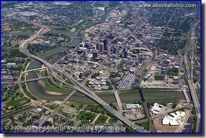 Aerial photo of downtown Dayton, Ohio