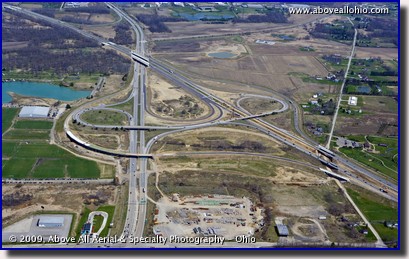 Aerial photo of the interchange construction at Interstates I-71 and I-76 in Ohio