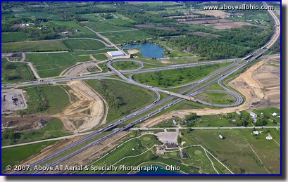 Aerial photo of construction of Interstate 71 and Interstate 76 in Ohio
