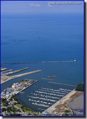 Aerial photograph of Spitzer Lakseside Marina and Lake Erie; Lorain, OH