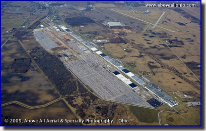 Aerial photo of Schneider Trucking intermodal yard, part of the Marion (Ohio) Industrial Center