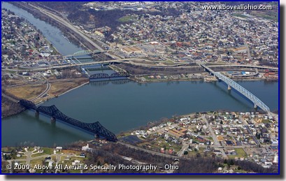 Aerial photo of Beaver, PA, where the Beaver River empties into the Ohio River