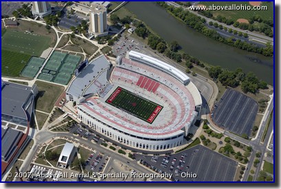 Aerial photograph of Ohio Stadium on the campus of The Ohio State University