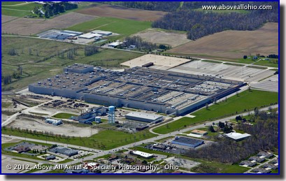 An aerial view of the former General Motors Stamping Plant in Ontario, Ohio, just outside of Mansfield.