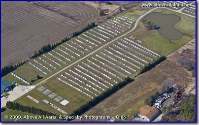 Aerial photo of a paint and finish weather research facility near Medina, OH